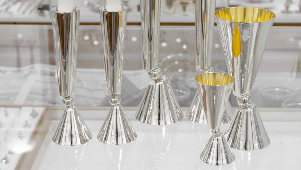 Contemporary Sterling Silver Candlesticks