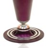 Straight, hourglass shaped Kiddush cup & plate set, anodized aluminum Judaica made in Israel by Nadav Art