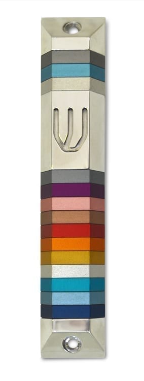 Large Multicolored Trapeze Mezuzah