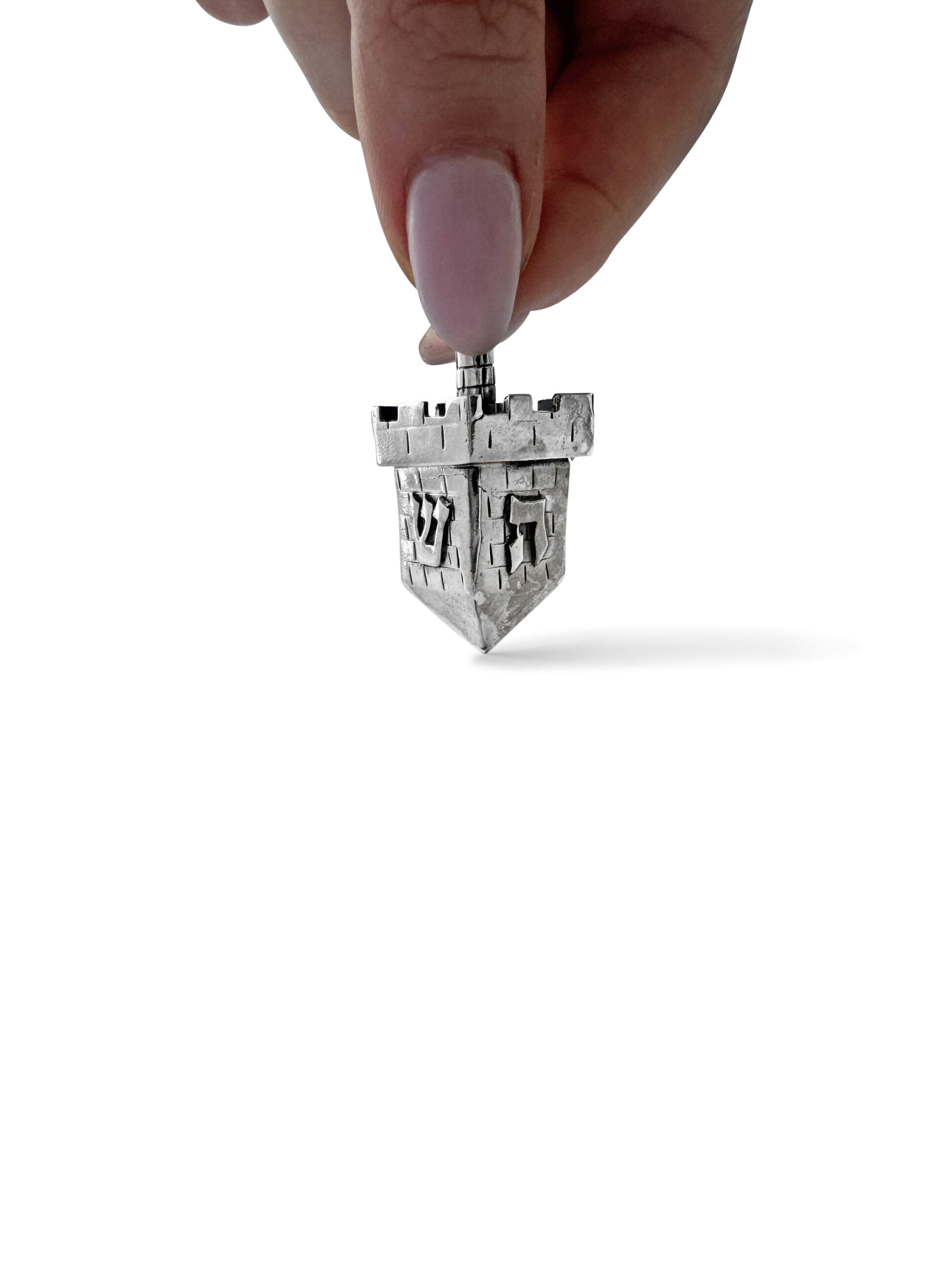 Sterling Silver Kotel Brickwork Dreidel – Custom Sizes