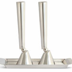 Large Contemporary Sterling Silver Candlesticks Set