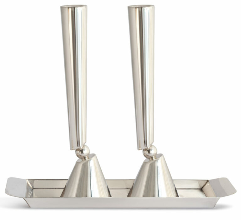 Large Contemporary Sterling Silver Candlesticks Set