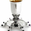 Silver Amethyst Stones Kiddush Cup and Plate