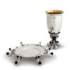 Silver Amethyst Stones Kiddush Cup and Plate