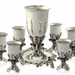 Nature Inspired Kiddush and Liquor Cups Set with Amethyst
