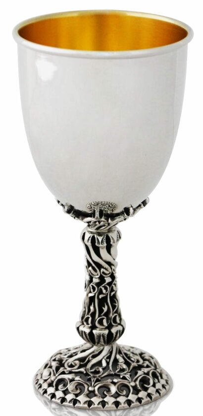 Special Sterling Silver Kiddush Cup with Unique Stem