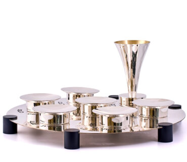 Designer Circular Modern Sterling Silver Seder Plate