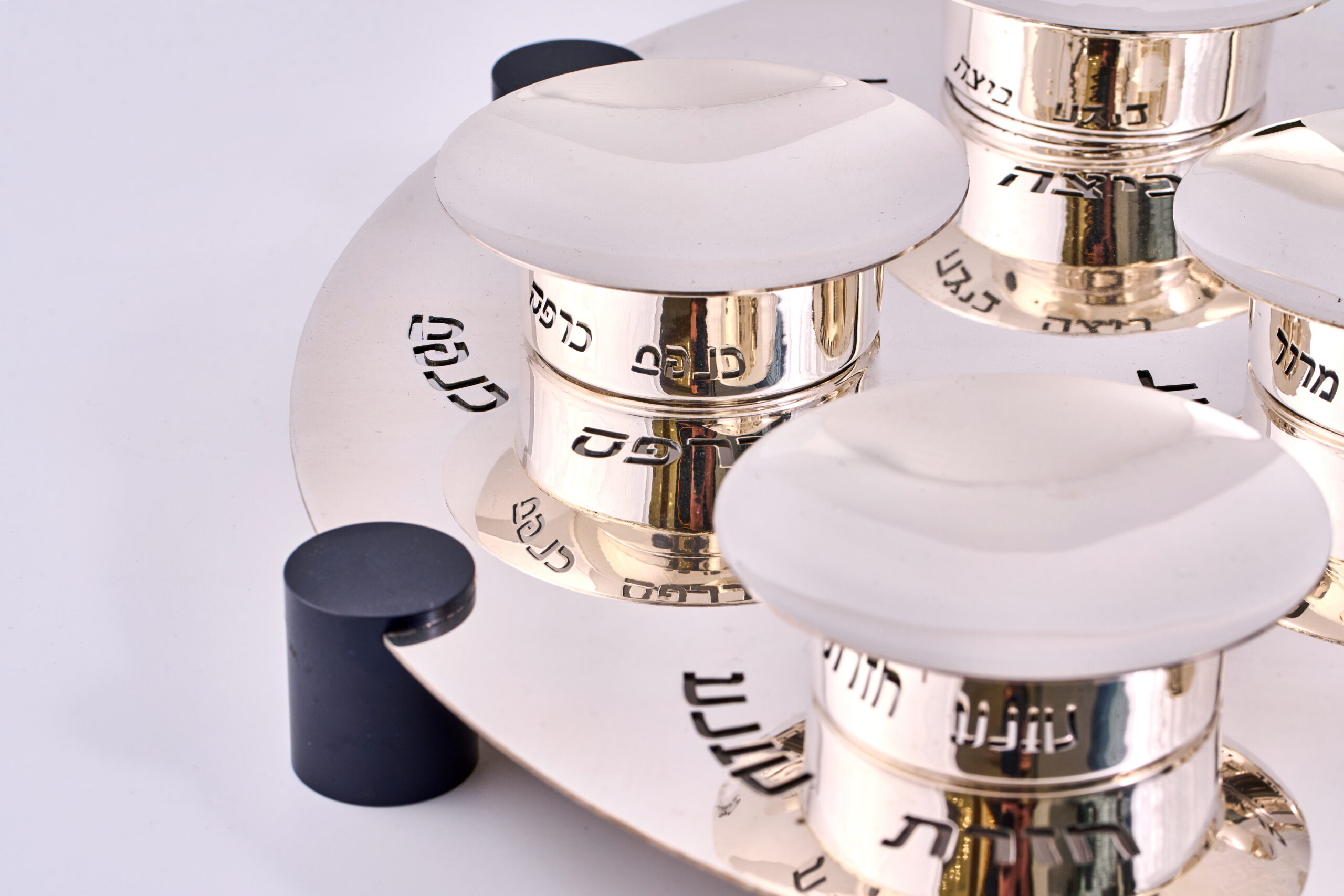 Designer Circular Modern Sterling Silver Seder Plate