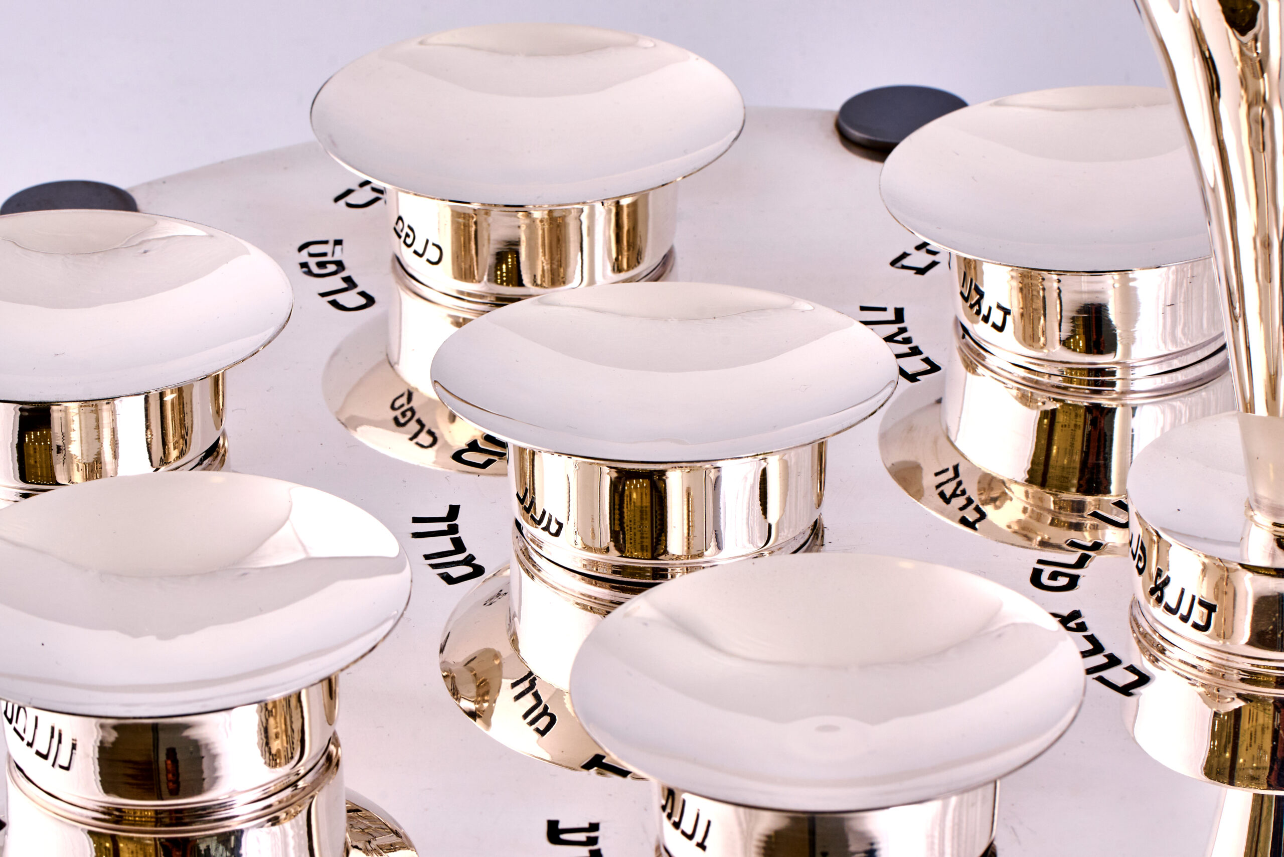Designer Circular Modern Sterling Silver Seder Plate