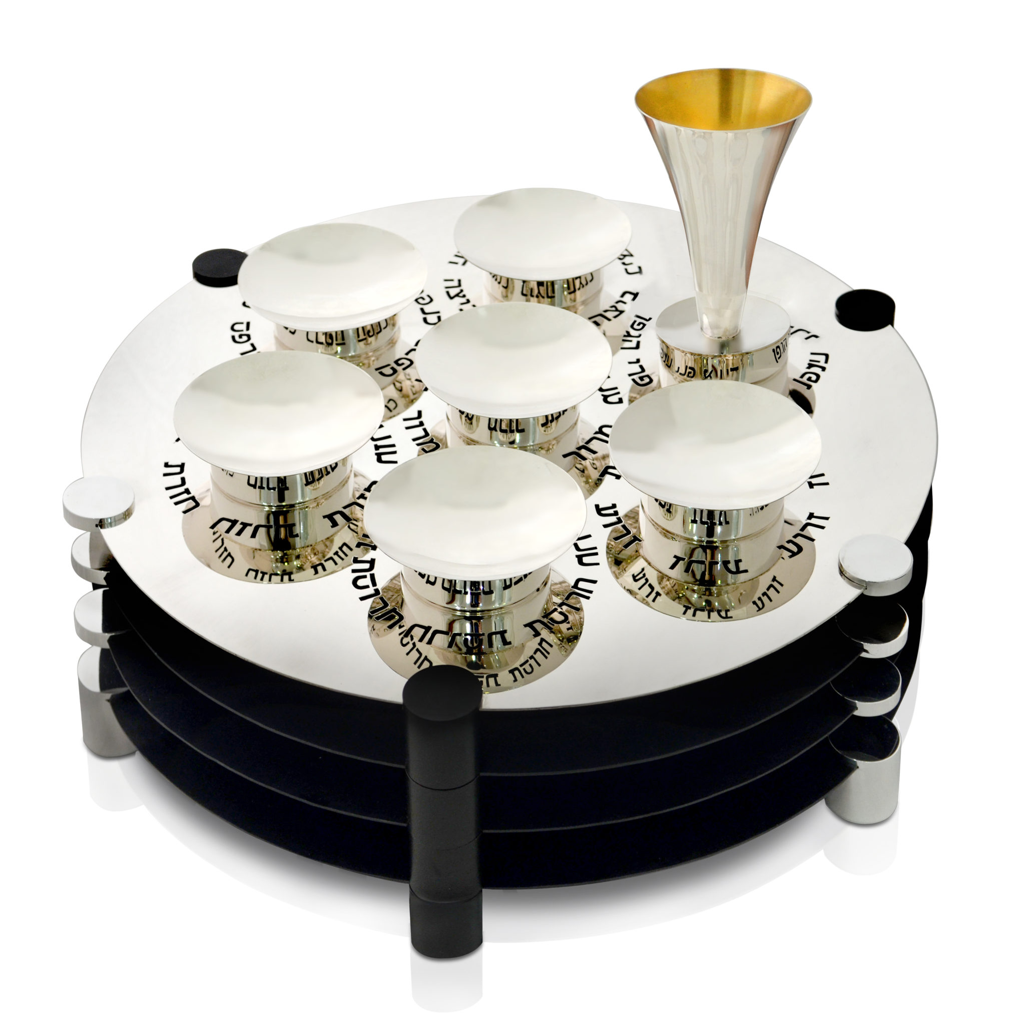Extra Large Modern Silver Passover Seder Plate with Open Body