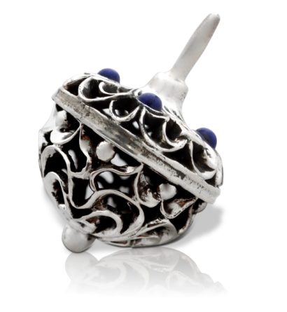 Rounded dreidel with semi-precious stones. Hannukah Judaica gifts made in Israel