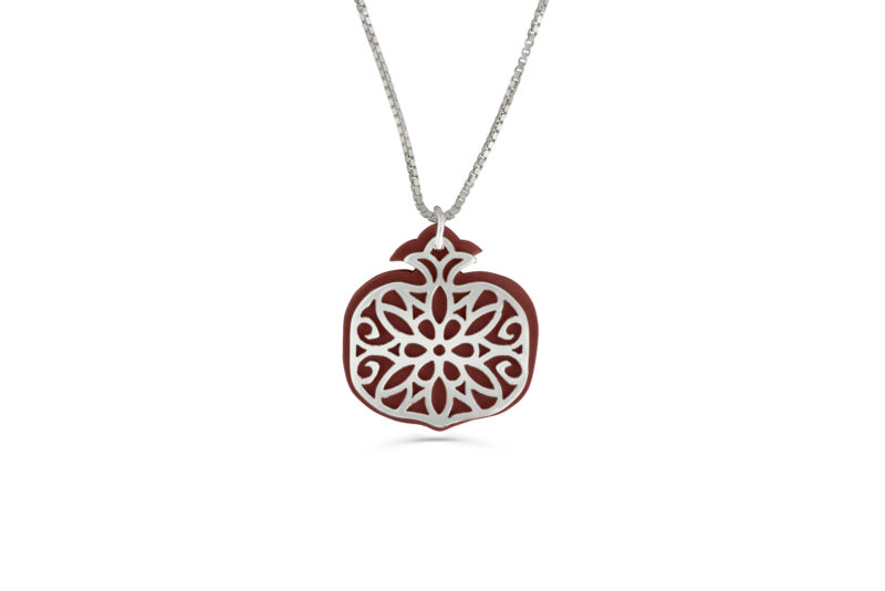 Small pomegranate pendant silver & aluminum