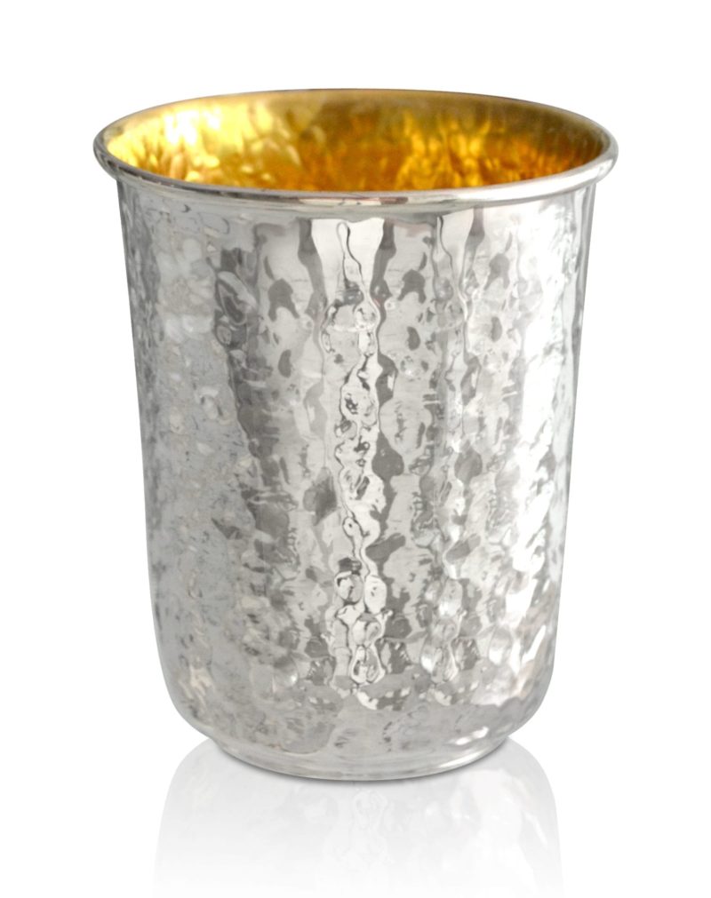 Simple and elegant hammered sterling silver Kiddush cup