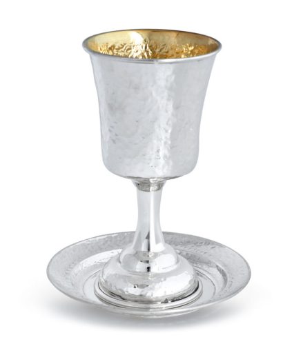 Large Silver Hammered Kiddush Cup