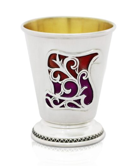 sterling silver & colorful enamel baby cup, Judaica made in Israel