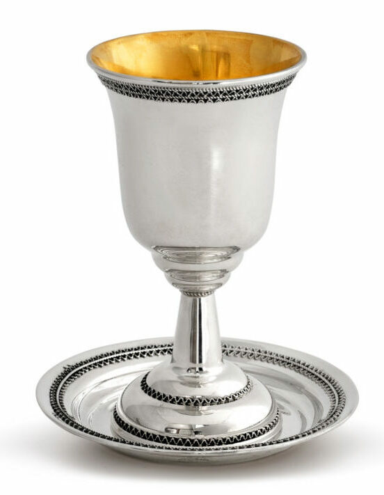 Silver Kiddush Cup With Plate Set