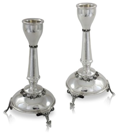 Sterling silver candlesticks in a classic design with rich filigree decorations. Sterling silver Shabbat Judaica & home decor, made in Israel.