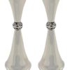 Silver Shabbat Candlesticks With Tray