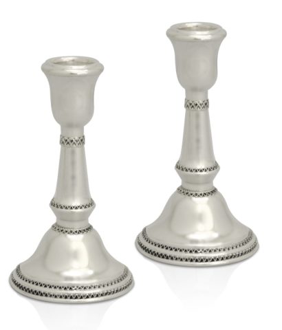 Dainty sterling silver candlesticks. Shabbat Judaica made in Israel