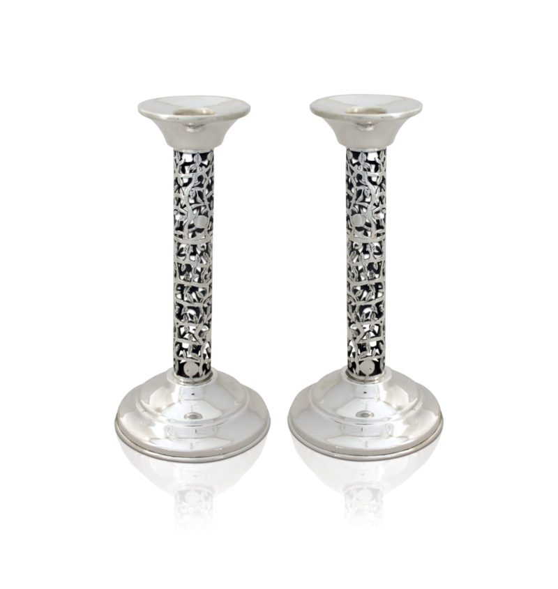 Sterling Silver Pomegranate Design Candlesticks