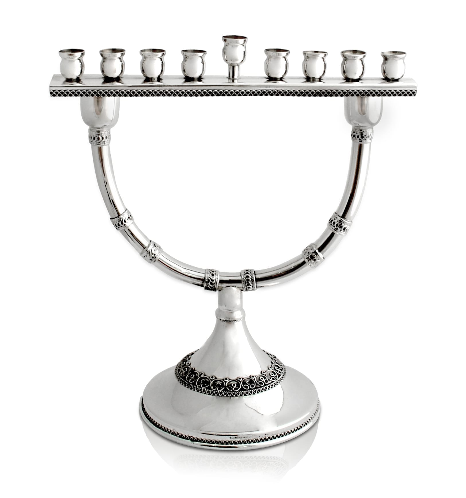 Silver Jewish menorah candle set