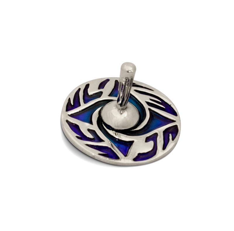 Sterling silver dreidel with swirling colorful enamel decorations. Hannukah Judaica gifts made in Israel