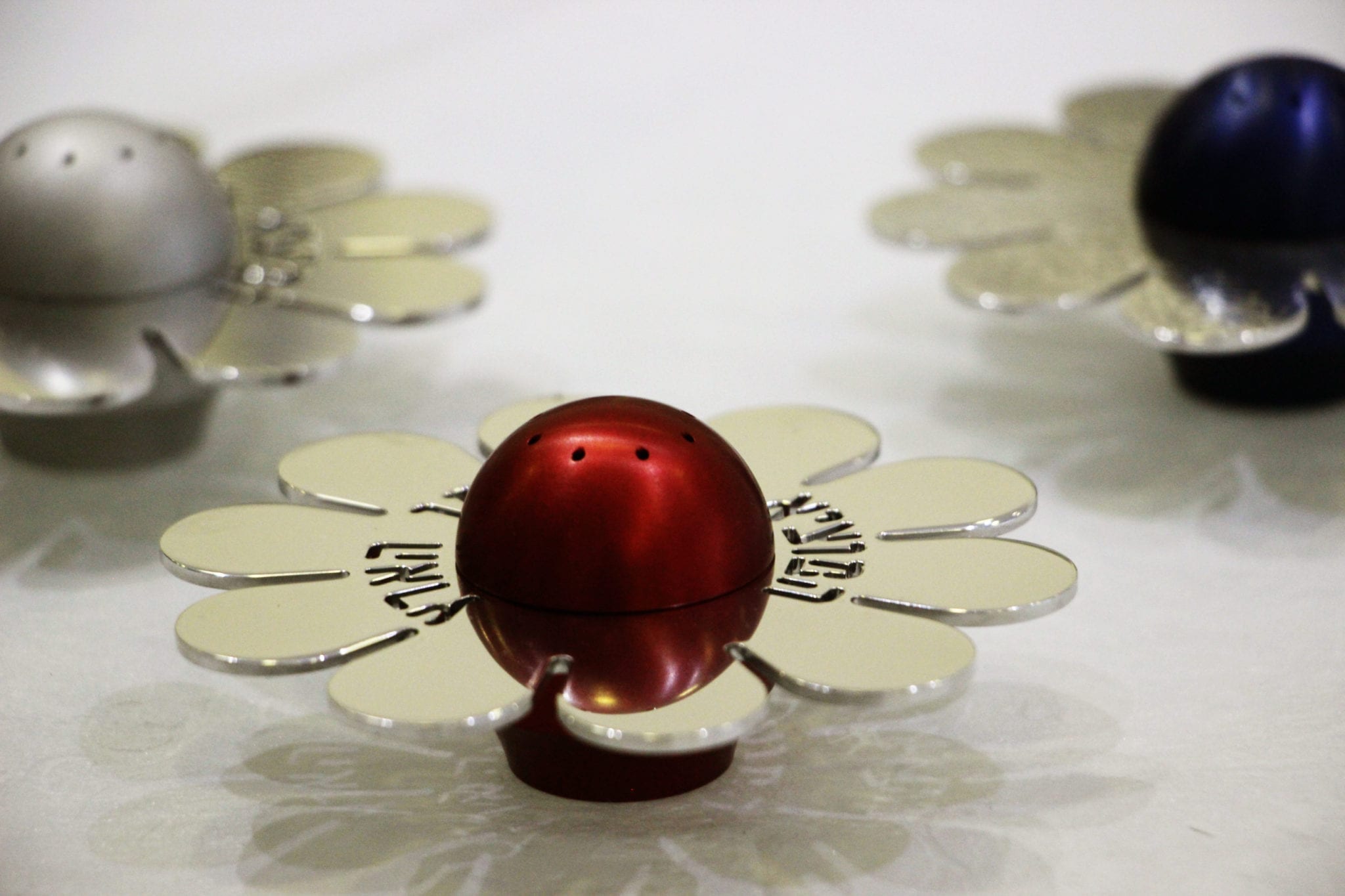 Shiny Salt & Pepper Shaker – Flower Shaped with Blessing