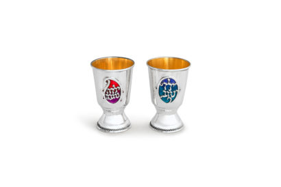Imri ‘Yeled Tov’ Enameled Cup Sterling silver & colorful Yeled Tov, Good Boy, small cup - NADAV ART