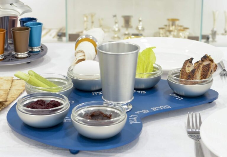 Modern Aluminum Seder Plate With Cup