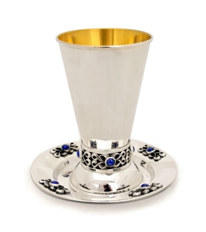 Sterling silver Lapis Kiddush cup