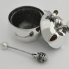 Floral Apple-Shaped Silver Honey Dish with Gemstones