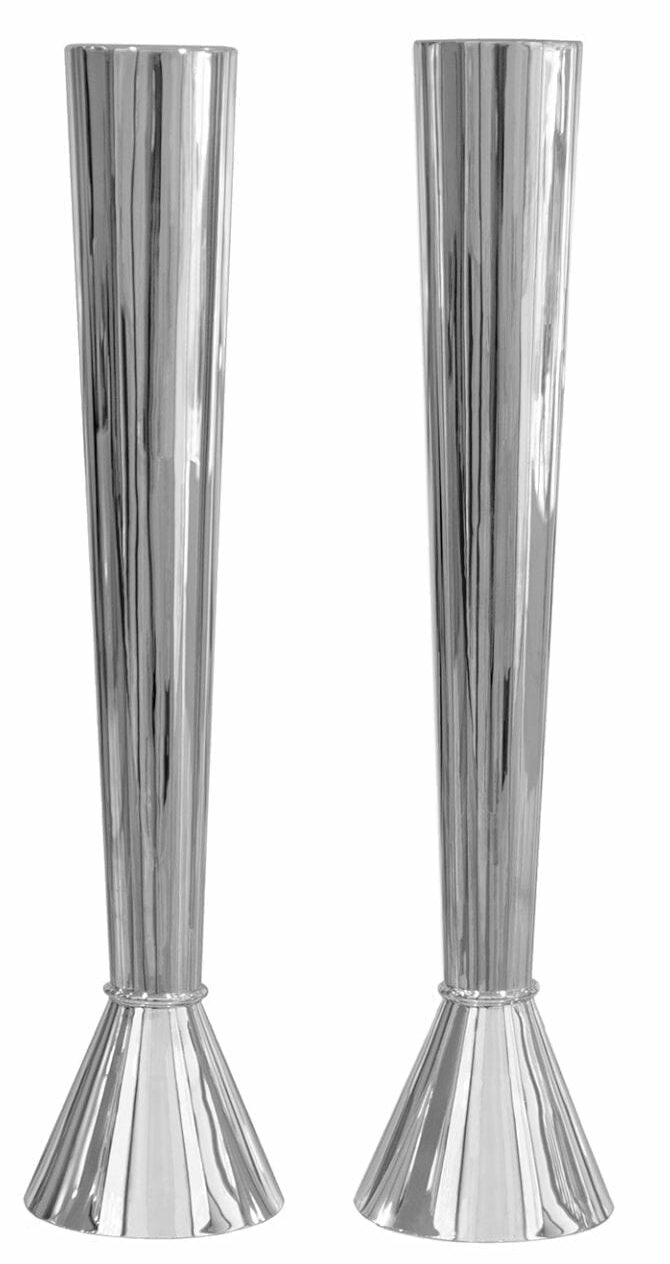 Modern Silver Large Smooth Candlesticks
