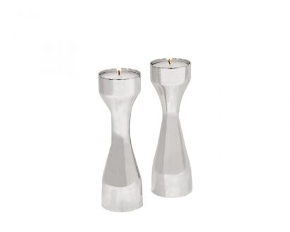 Modern Mid Size Sterling Silver Candlesticks
