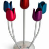 Aluminum Multicolored Tulip Candelabra with Hammered Base