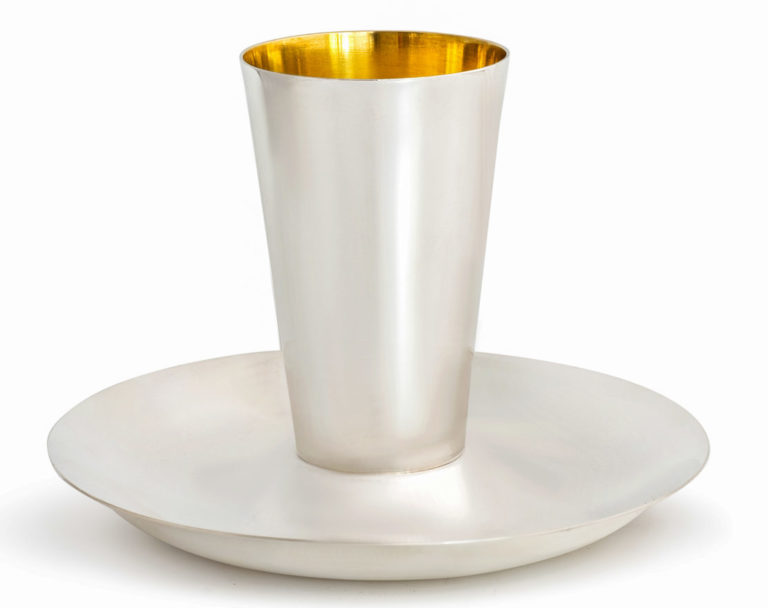 Modern Kiddush Cup with Matching Plate