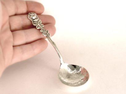 Sterling Silver Hammered Rose Spoon