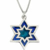 Large Silver Blue Star of David Necklace