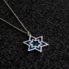 Large Silver Blue Star of David Necklace
