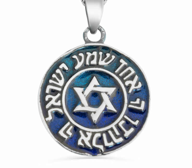 Silver Star of David and Blessing Necklace