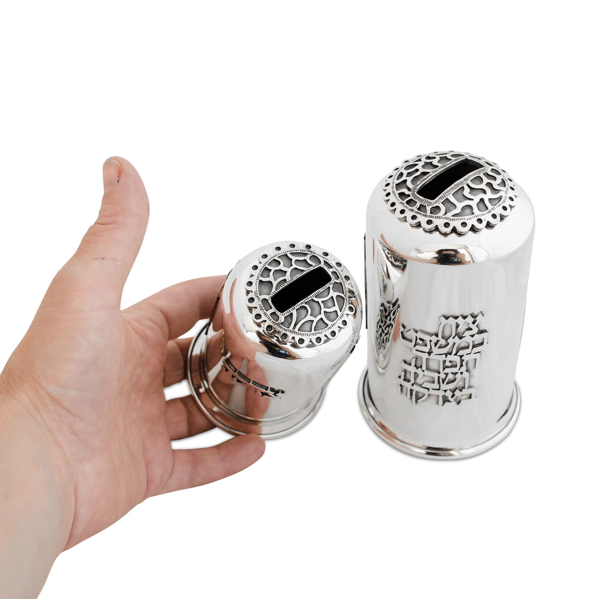 Silver Round Shape Filigree Tzedakah Box
