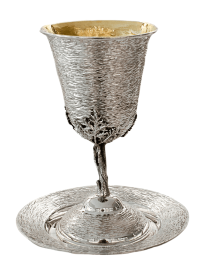 Hammered Kiddush Cup with Matched Plate