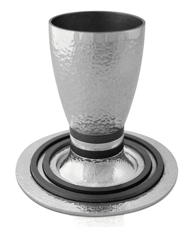 Hammered Kiddush Cup with matching Plate