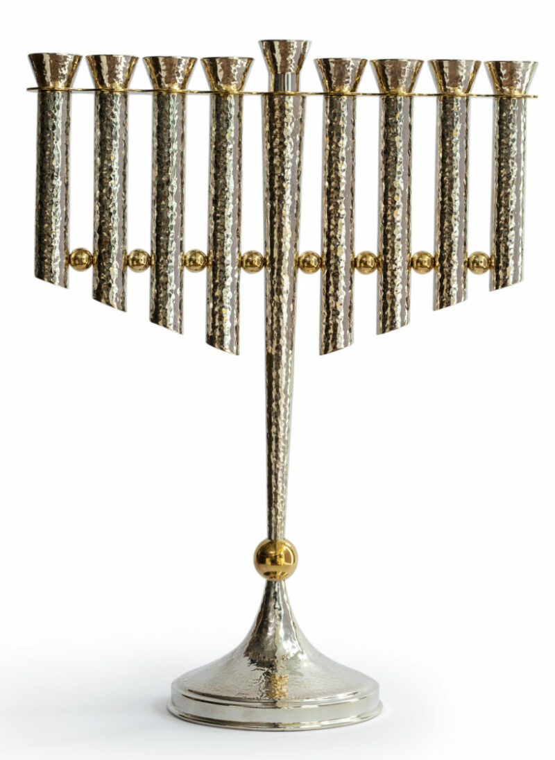 Large Hammered Solid Hanukkah Menorah