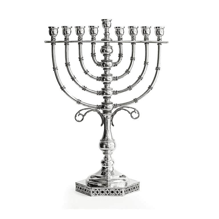 Extra Large Vintage Style Filigree Menorah from Sterling Silver
