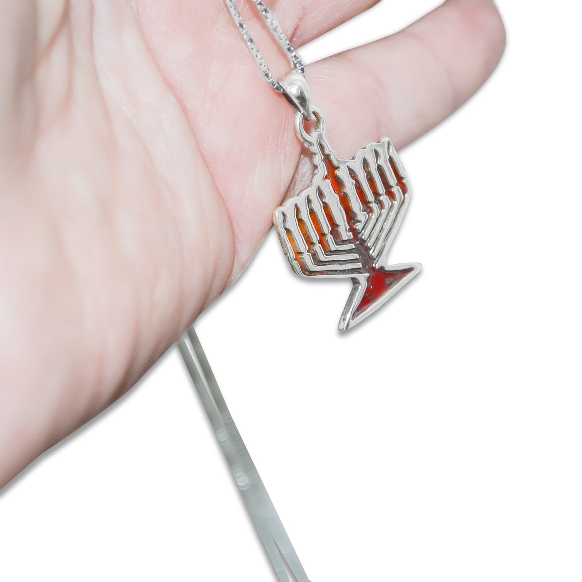 Sterling Silver Menorah Pendant