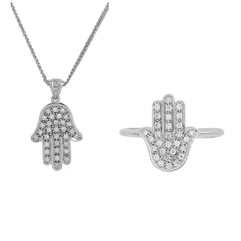 Beautifull Jewelry Sets Hamsa White14k