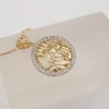 Unique 14k Gold Diamond Shema Yisrael Round Pendant