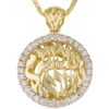 Unique 14k Gold Diamond Shema Yisrael Round Pendant