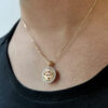 Unique 14k Gold Diamond Shema Yisrael Round Pendant