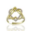 טבעת לב מרהיבה בצורת לב מגן דוד צהוב 14 קראט